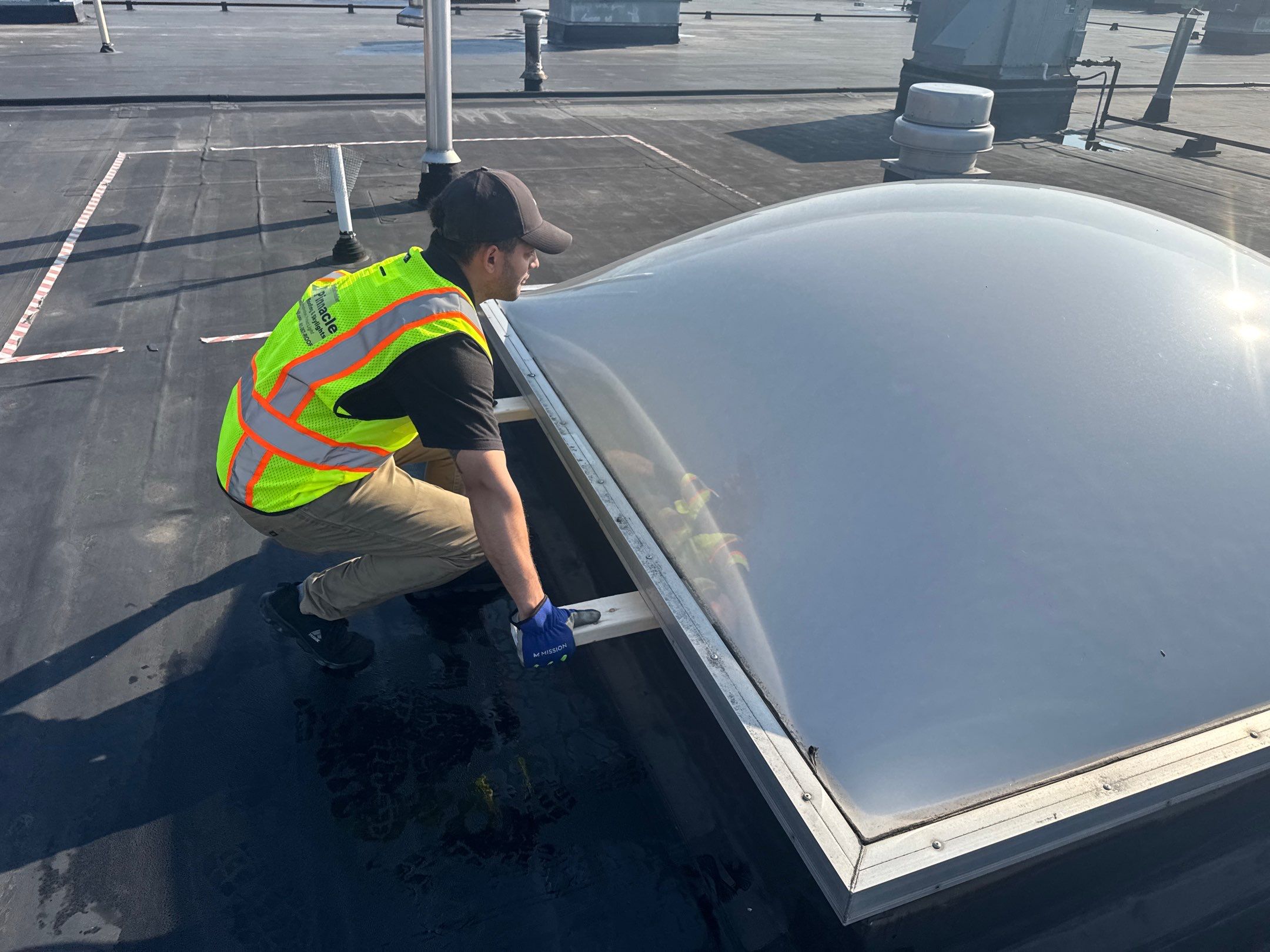 VELUX unit dome skylight on a commercial roof in Rhode Island, installed by certified specialists