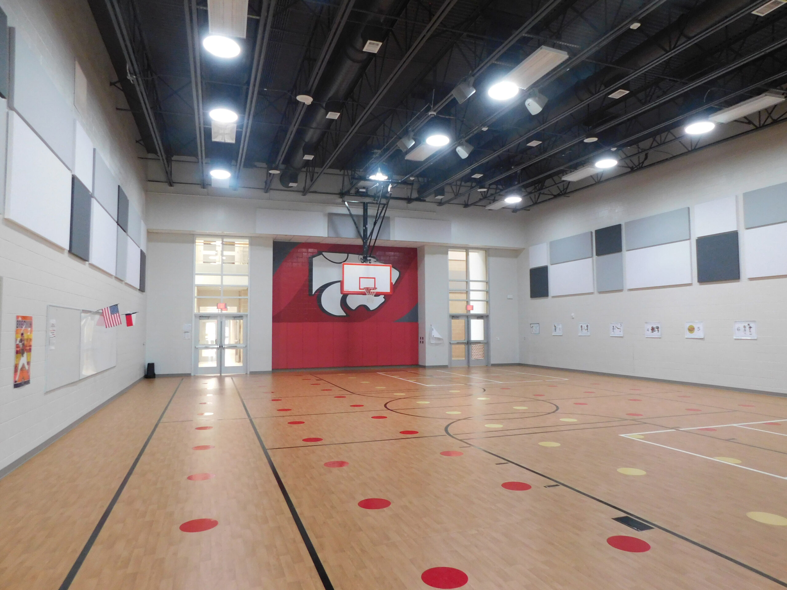 A school gym illuminated by VELUX commercial Sun Tunnels (tubular skylights) with uniform, glare-free daylight